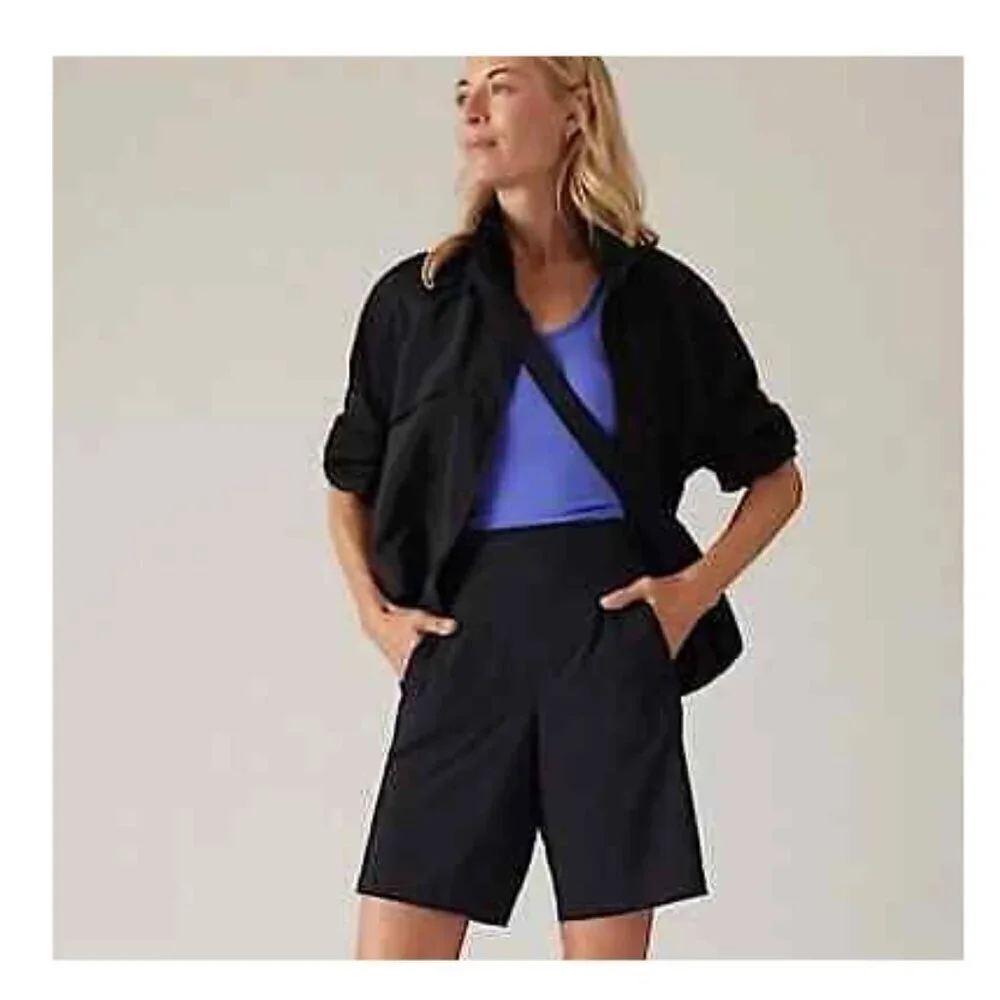 Athleta BROOKLYN BERMUDA Shorts Black Stretch Golf Walking Size 2 #798599 RT$69